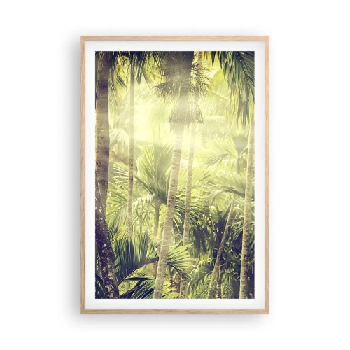 Plakat i ramme af lyst egetræ - I grønne gløder - 61x91 cm