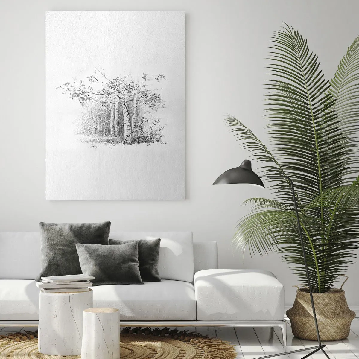 Billede på glas - Lyset fra birkeskoven - 80x120 cm