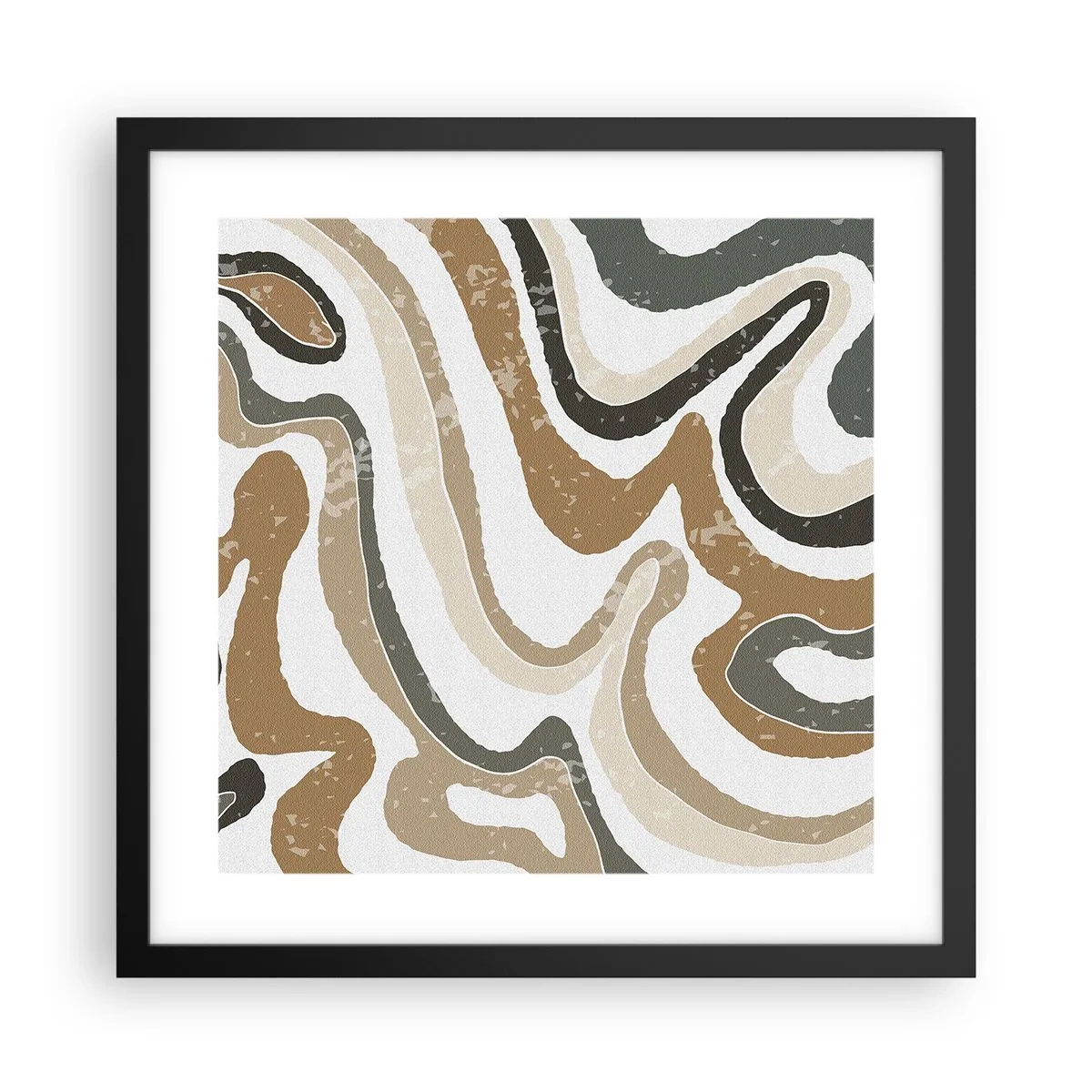 Plakat i sort ramme - Slyngninger af jordfarver - 40x40 cm