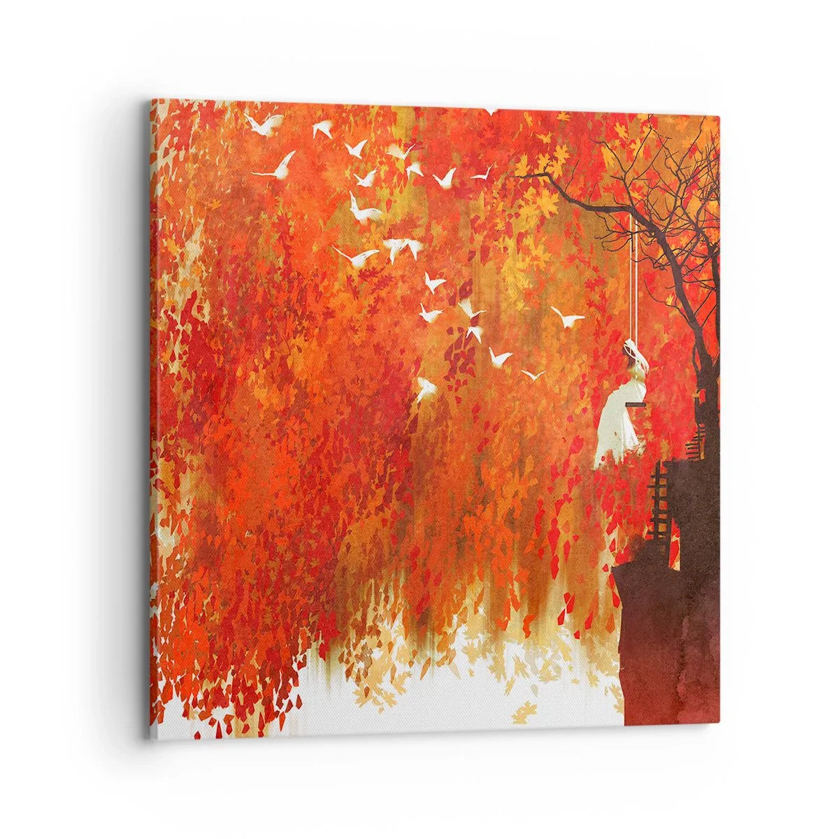 Lærredstryk - Billede på lærred - Vil han flyve med dem? - 70x70 cm