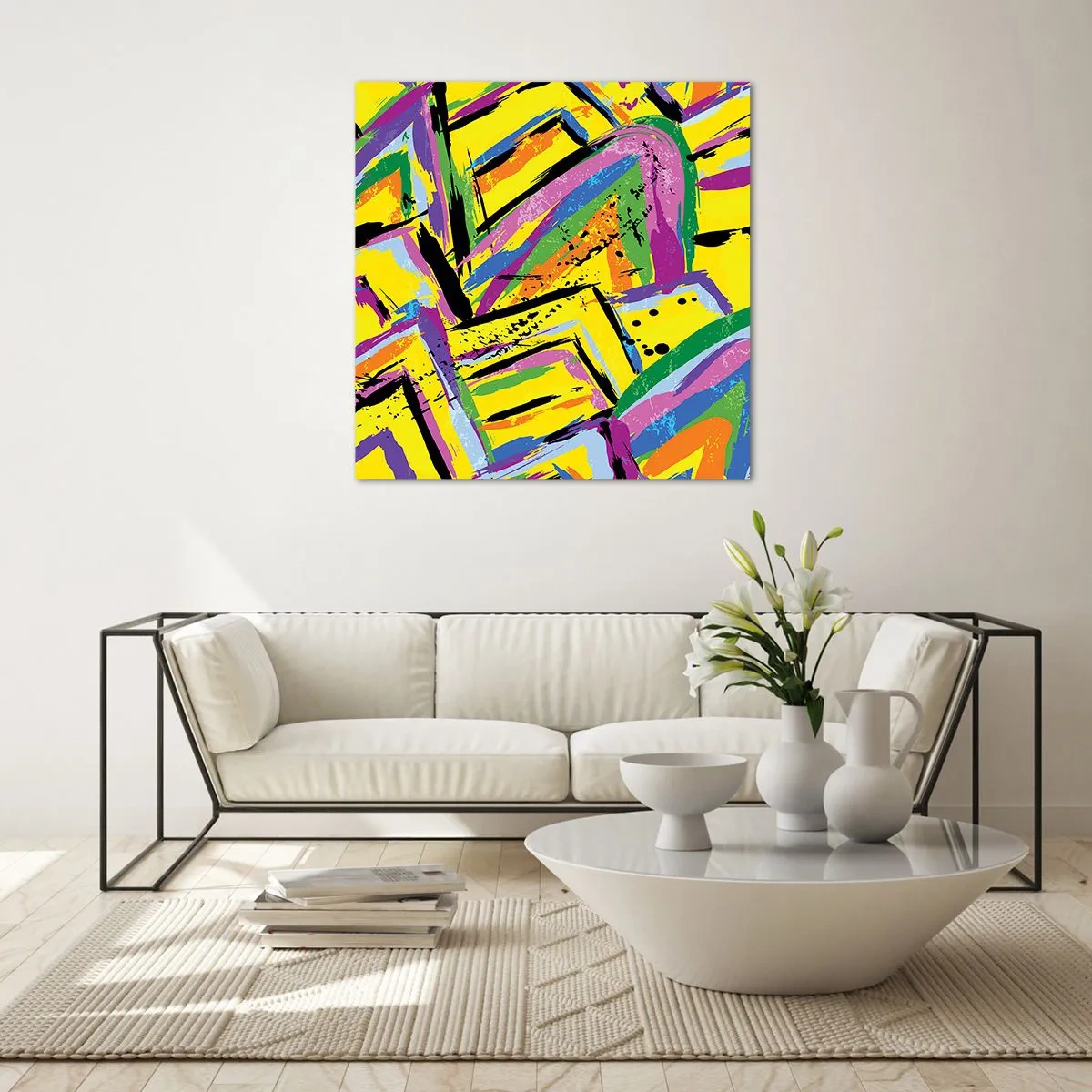 Billede på glas - Han råber af glæde - 70x70 cm