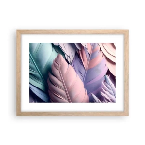 Plakat i ramme af lyst egetræ - Chik fugl - 40x30 cm