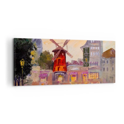 Lærredstryk - Billede på lærred - Parisiske ikoner - Moulin Rouge - 100x40 cm