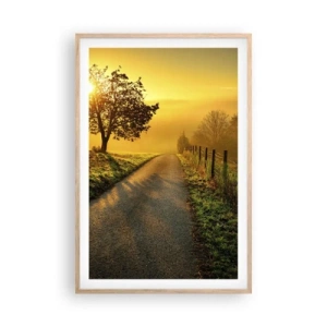 Plakat i ramme af lyst egetræ - Kære eftermiddag - 61x91 cm