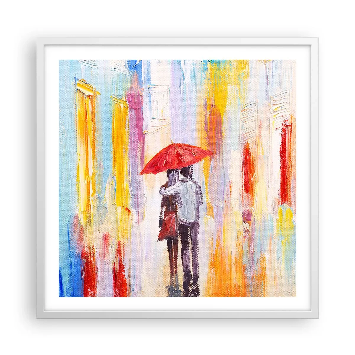 Plakat i hvid ramme - Lad det regne mere - 60x60 cm