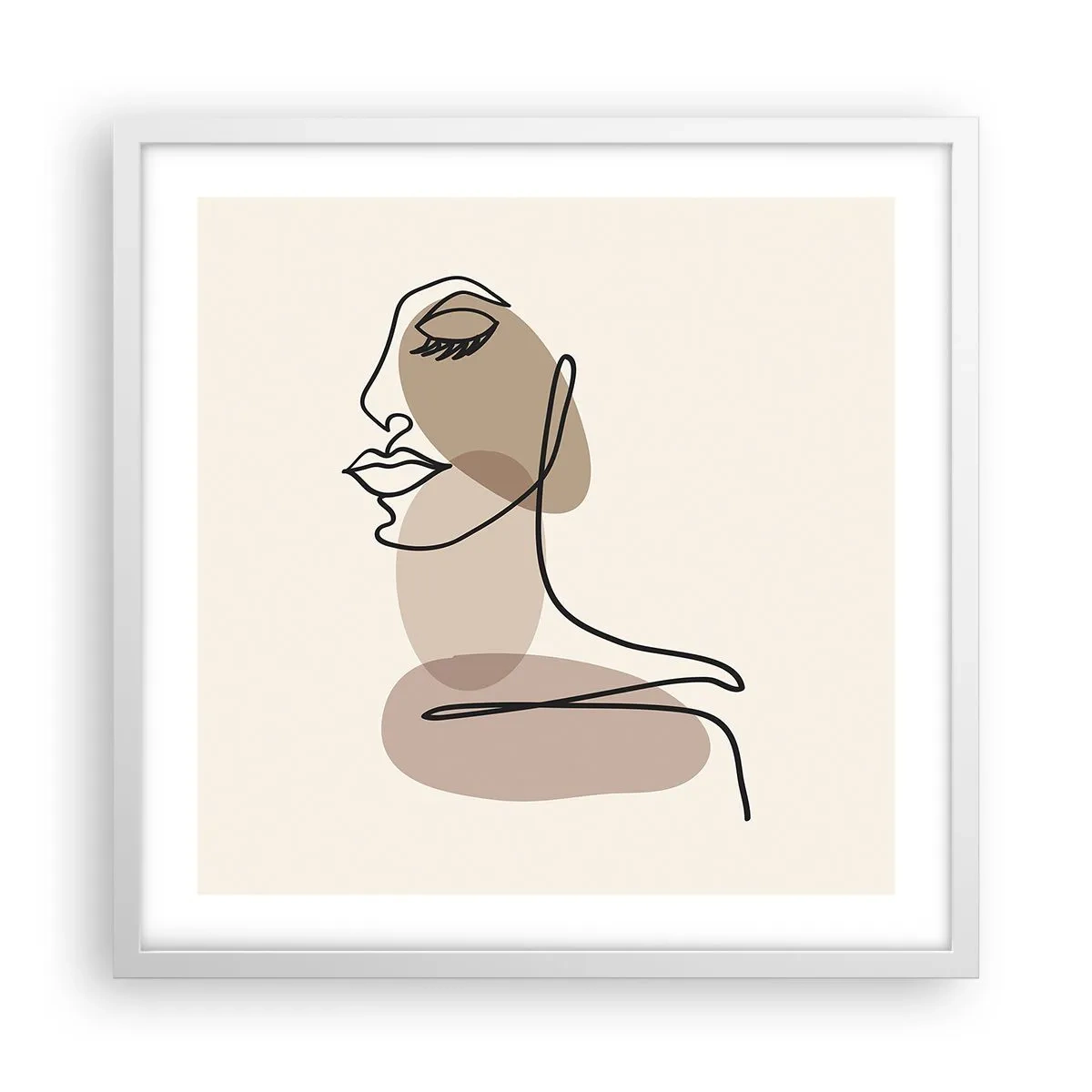 Plakat i hvid ramme - En vis linje af skønhed - 50x50 cm