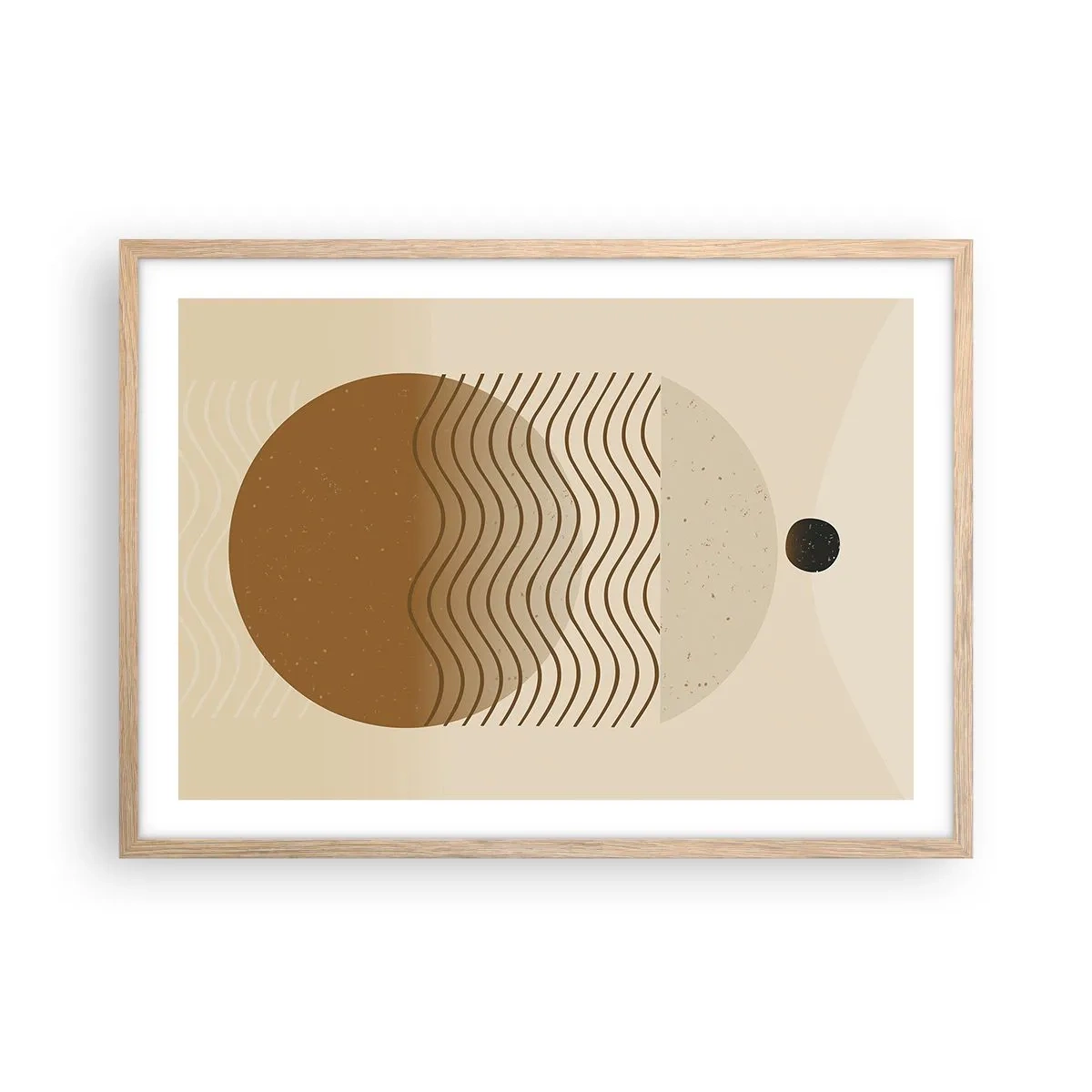 Plakat i ramme af lyst egetræ - Om geometriske figurers oprindelse - 70x50 cm