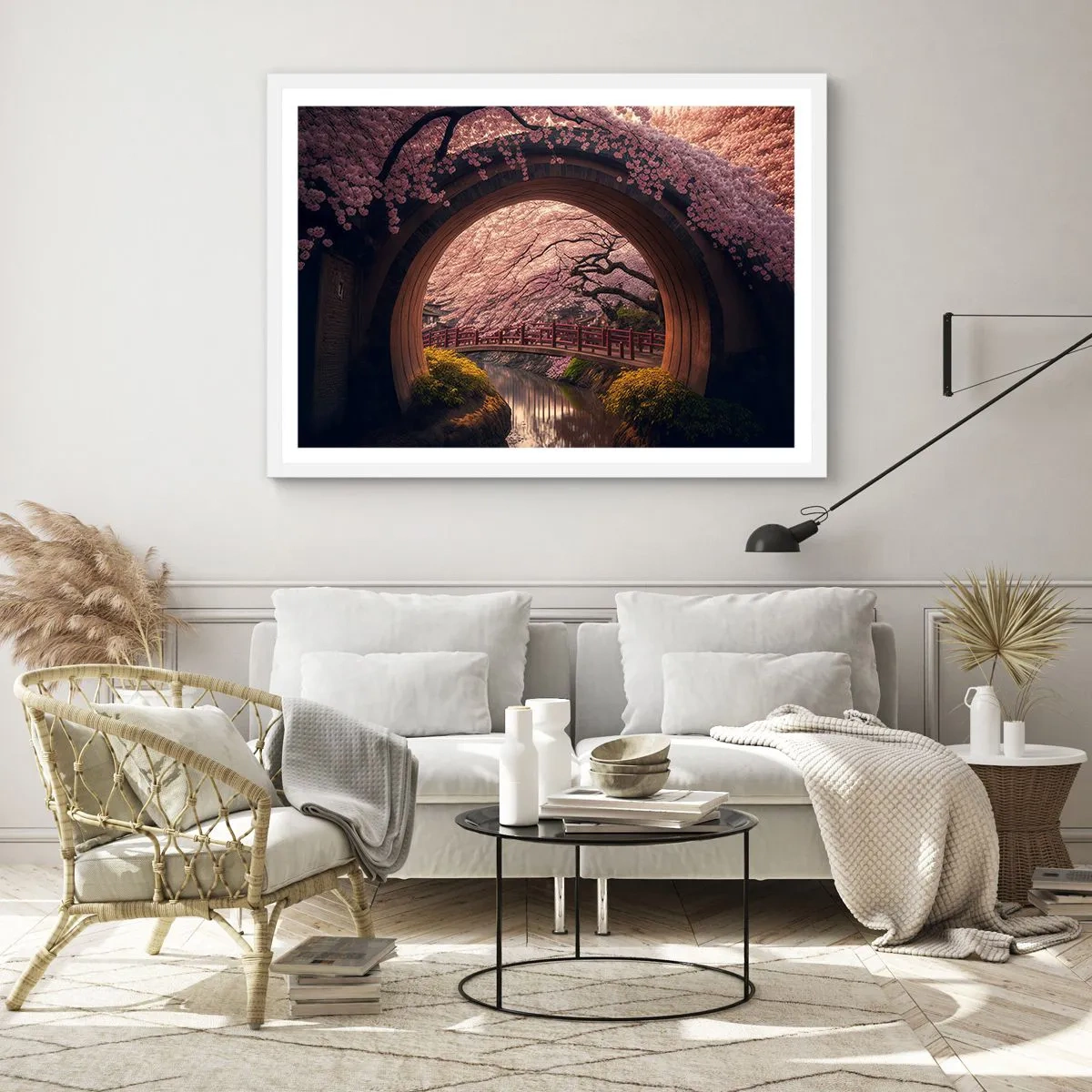 Plakat i hvid ramme - Japansk forår - 91x61 cm