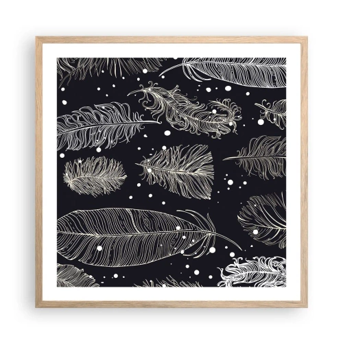 Plakat i ramme af lyst egetræ - Fjerede blonder - 60x60 cm