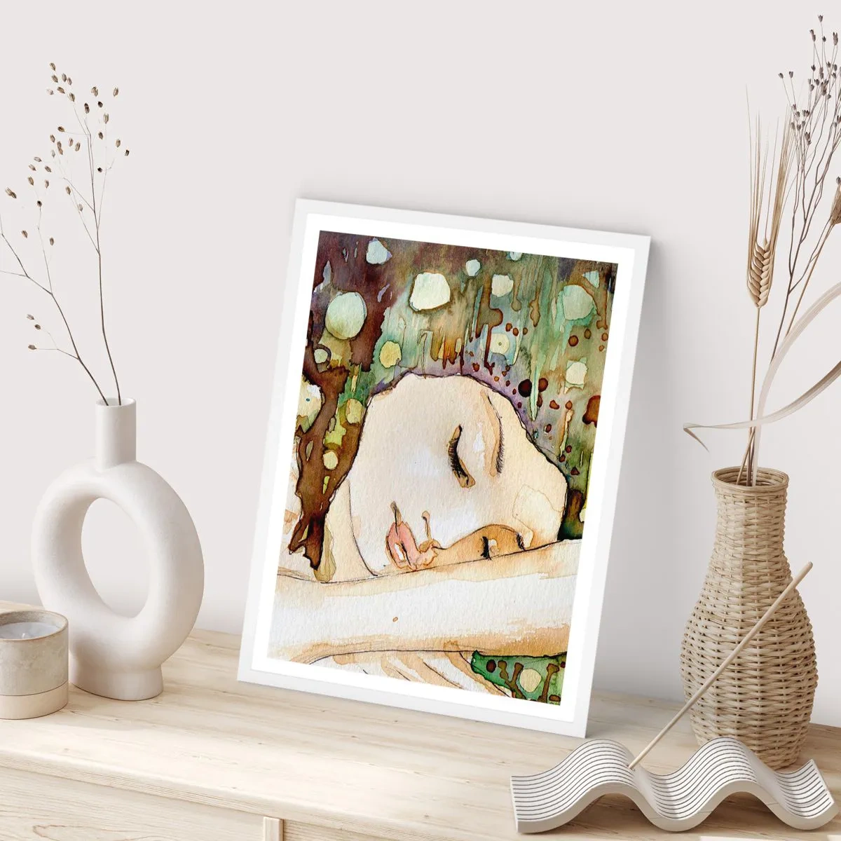 Plakat i hvid ramme - Smaragd-violet drøm - 61x91 cm