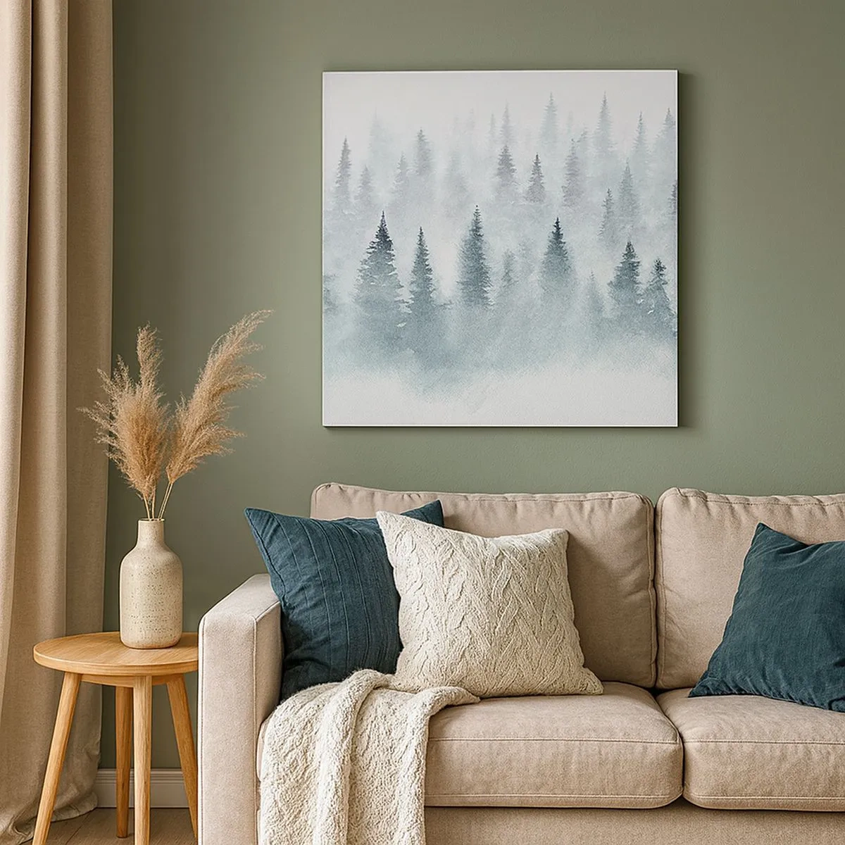 Lærredstryk - Billede på lærred - Indhyllet i tåge - 30x30 cm