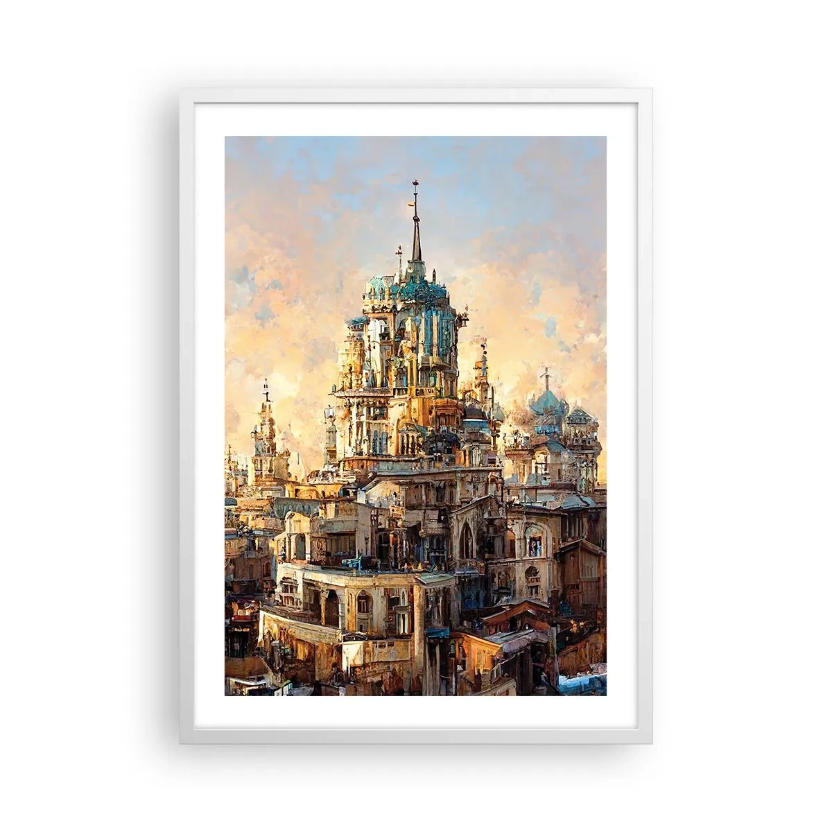 Plakat i hvid ramme - En by af byer - 50x70 cm