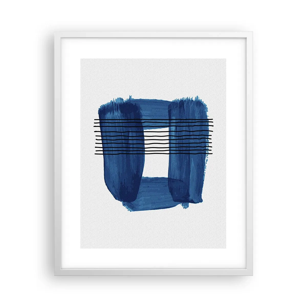 Plakat i hvid ramme - Blå-sort sammensætning - 40x50 cm