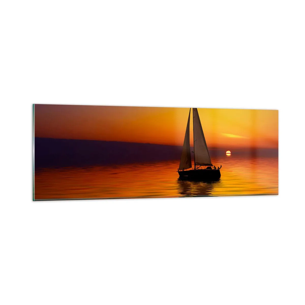Billede på glas - Hvor er det stille her ved skumringen.... - 90x30 cm