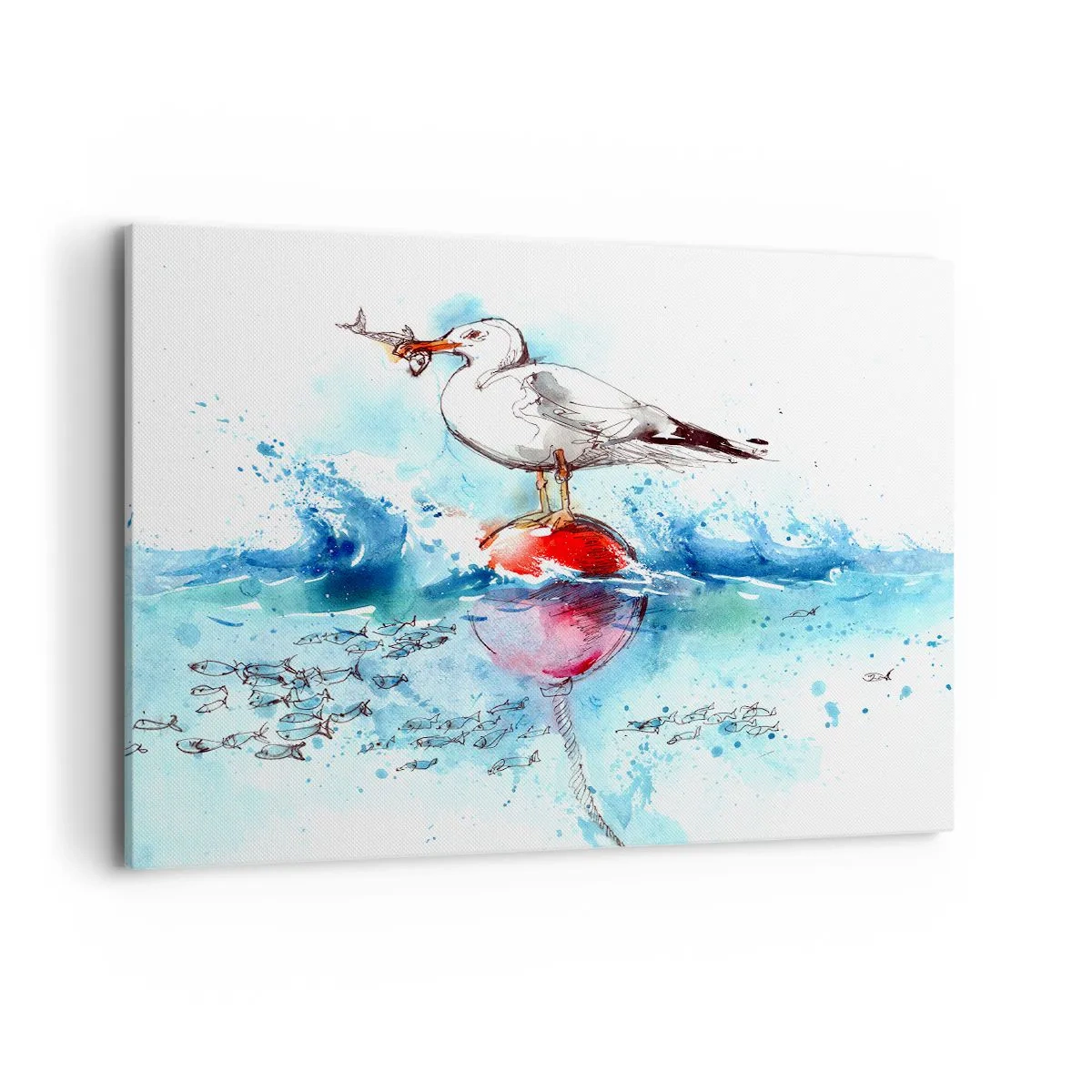 Lærredstryk - Billede på lærred - Succesfuldt fiskeri - 100x70 cm
