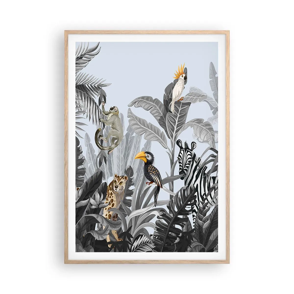 Plakat i ramme af lyst egetræ - En afrikansk fabel - 70x100 cm