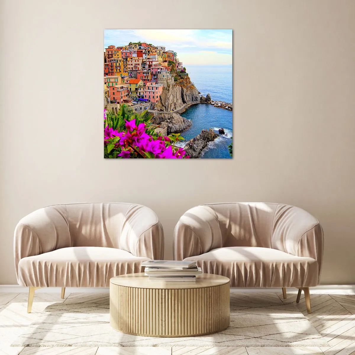 Billede på glas - En grinende by - 50x50 cm