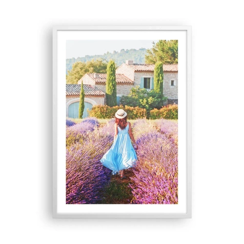 Plakat i hvid ramme - Lavendel pige - 50x70 cm