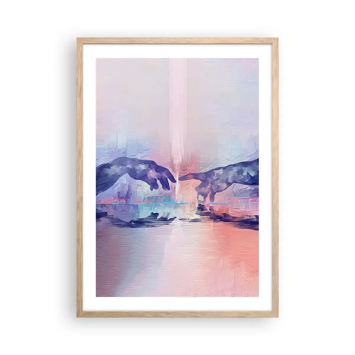 Plakat i ramme af lyst egetræ - Den guddommelige gnist af liv - 50x70 cm