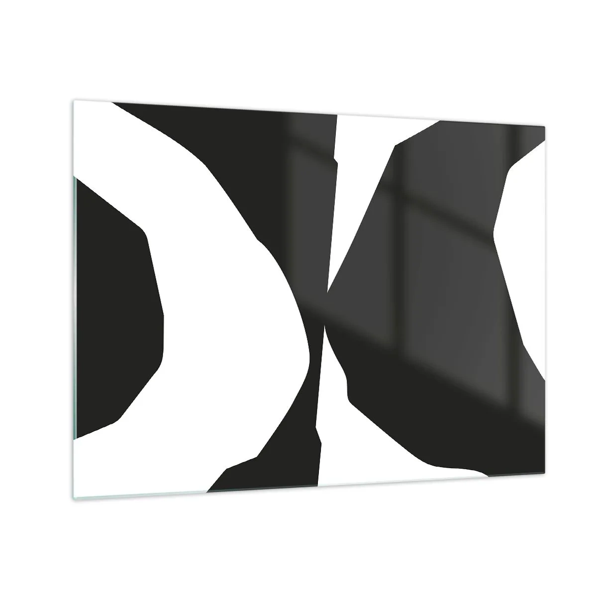Billede på glas - Sort-hvid grafisk komposition i en kontrasterende positiv-negativ stil - 70x50cm - Positiv-negativ - Moderne vægdekoration til stue og soveværelse ARTTOR