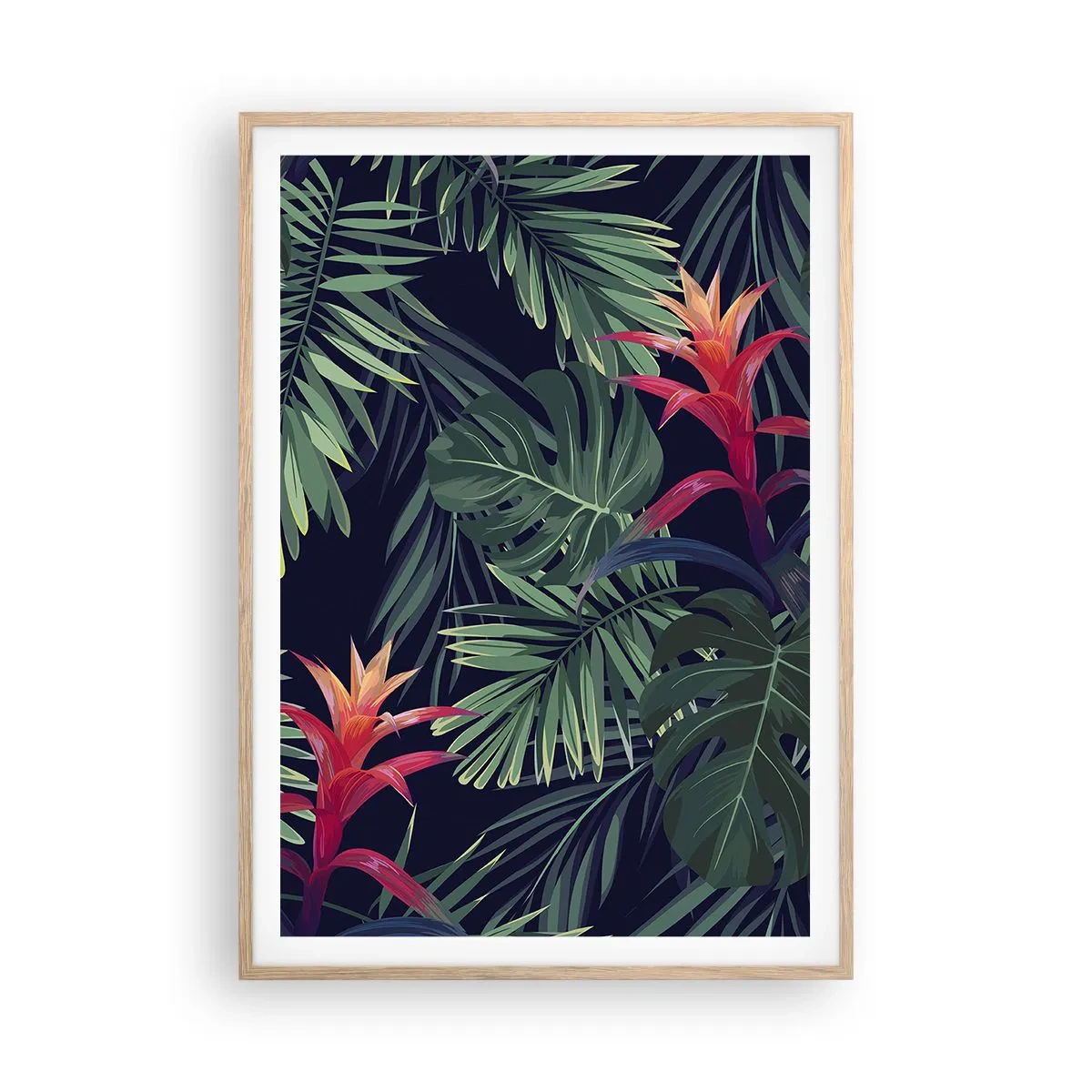 Plakat i ramme af lyst egetræ - Brænd i grønt - 70x100 cm