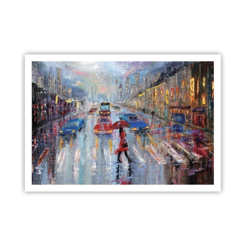 Plakat - Regnfuld eftermiddag i byen - 100x70 cm