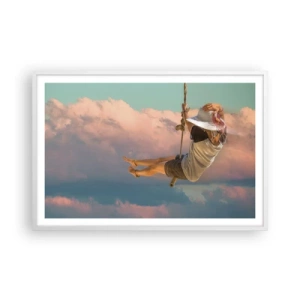 Plakat i hvid ramme - Sjov i skyerne - 91x61 cm