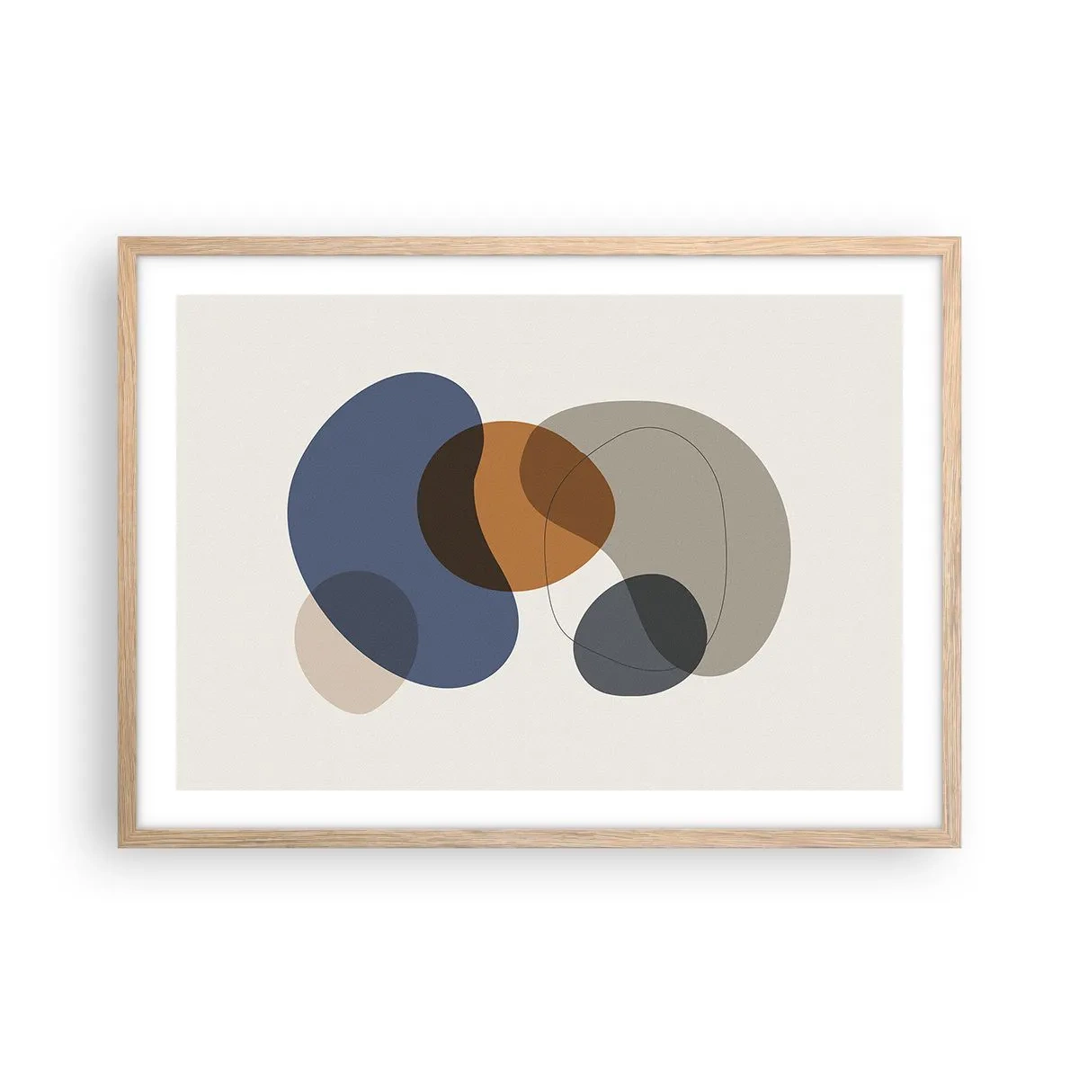 Plakat i ramme af lyst egetræ - Dråber af farve - 70x50 cm