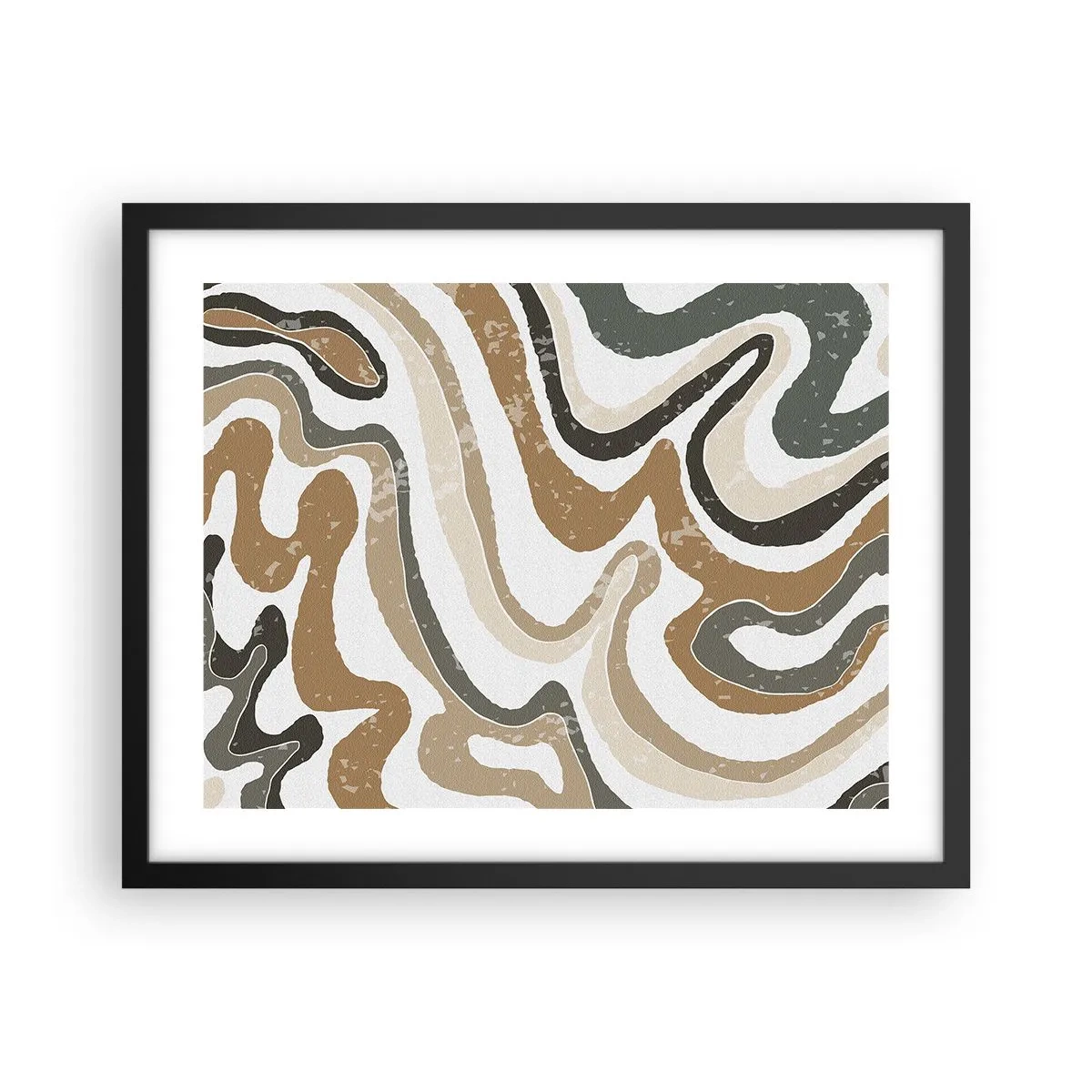 Plakat i sort ramme - Slyngninger af jordfarver - 50x40 cm