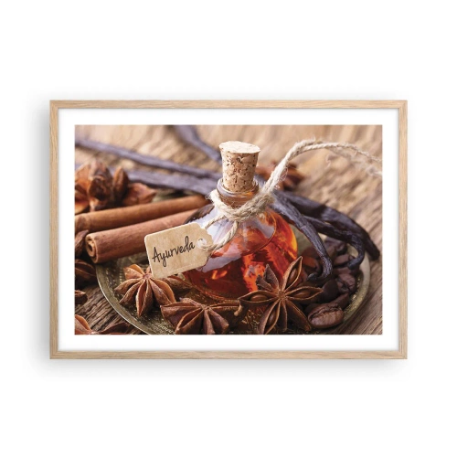 Plakat i ramme af lyst egetræ - På vej mod enhed af krop og ånd - 70x50 cm