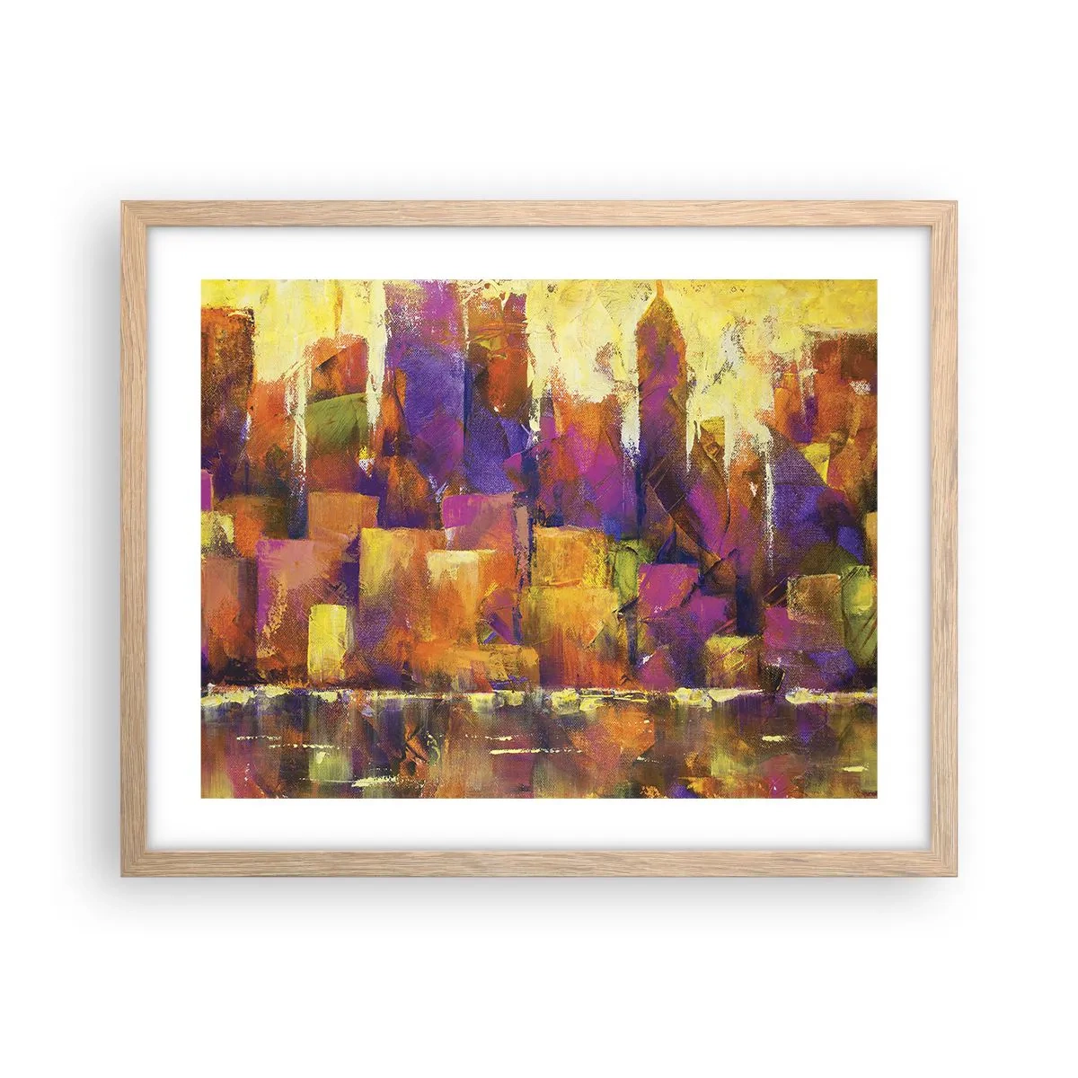 Plakat i ramme af lyst egetræ - Metropolitansk sammensætning - 50x40 cm