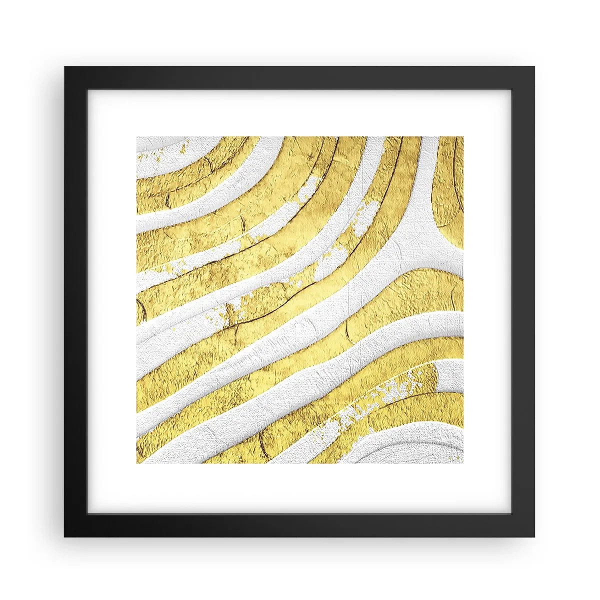 Plakat i sort ramme - Sammensætning i hvidt og guld - 30x30 cm