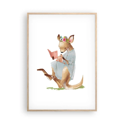 Plakat i ramme af lyst egetræ - Læs for mig, mor - 70x100 cm
