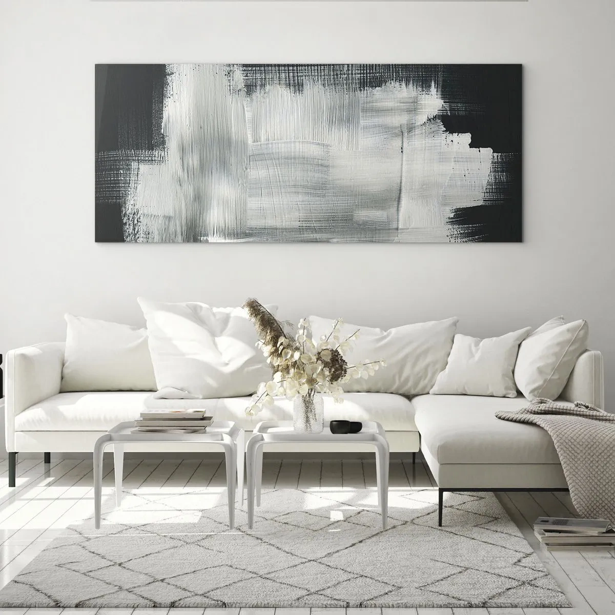 Billede på glas - Vævet af det lodrette og det vandrette - 90x30 cm