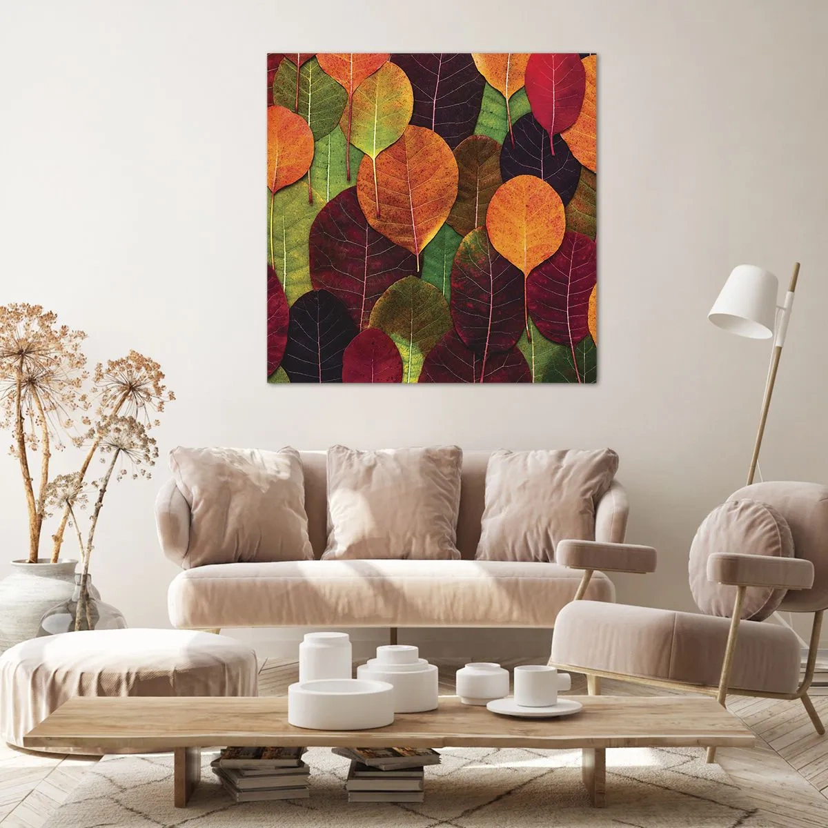 Lærredstryk - Billede på lærred - Efterårsmosaik - 40x40 cm
