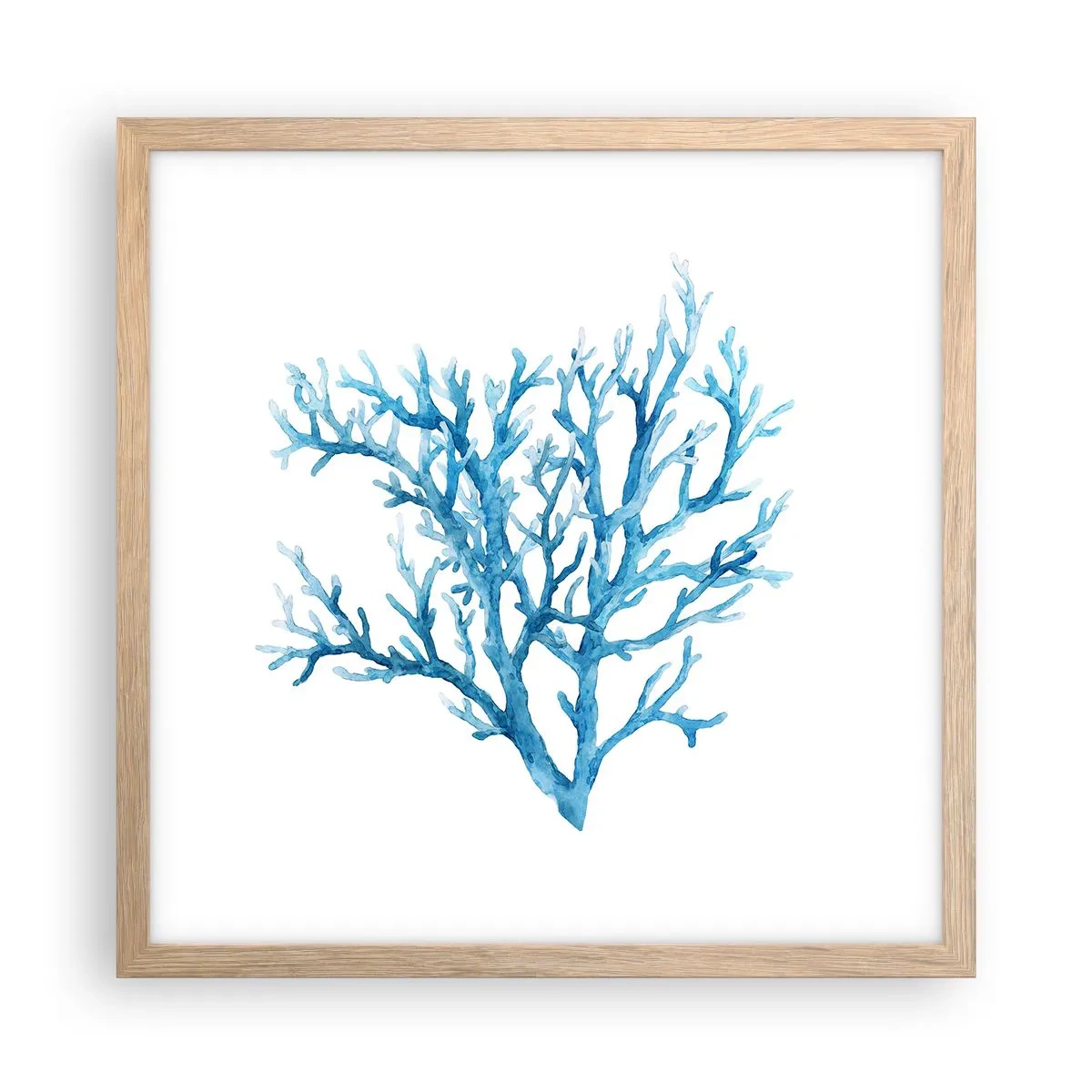 Plakat i ramme af lyst egetræ - Marint filigran - 40x40 cm