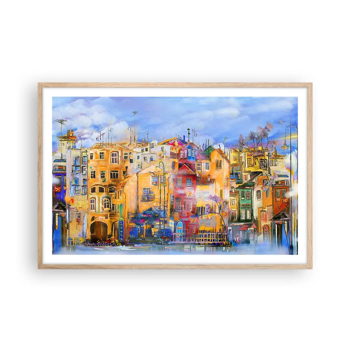 Plakat i ramme af lyst egetræ - Vi er sammen - 91x61 cm