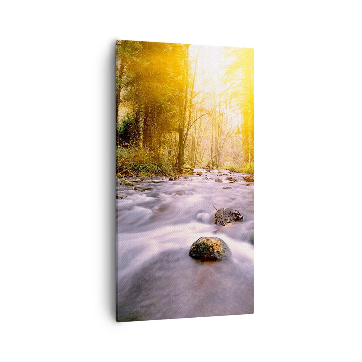 Lærredstryk - Billede på lærred - Malachit i sølv- og guldfatning - 55x100 cm