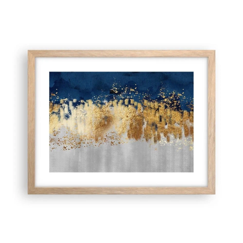 Plakat i ramme af lyst egetræ - Moderne komposition med gnist - 40x30 cm