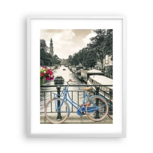Plakat i hvid ramme - Farverne i Amsterdams gader - 40x50 cm