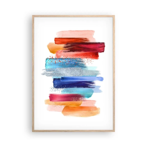 Plakat i ramme af lyst egetræ - Op og ned - 70x100 cm