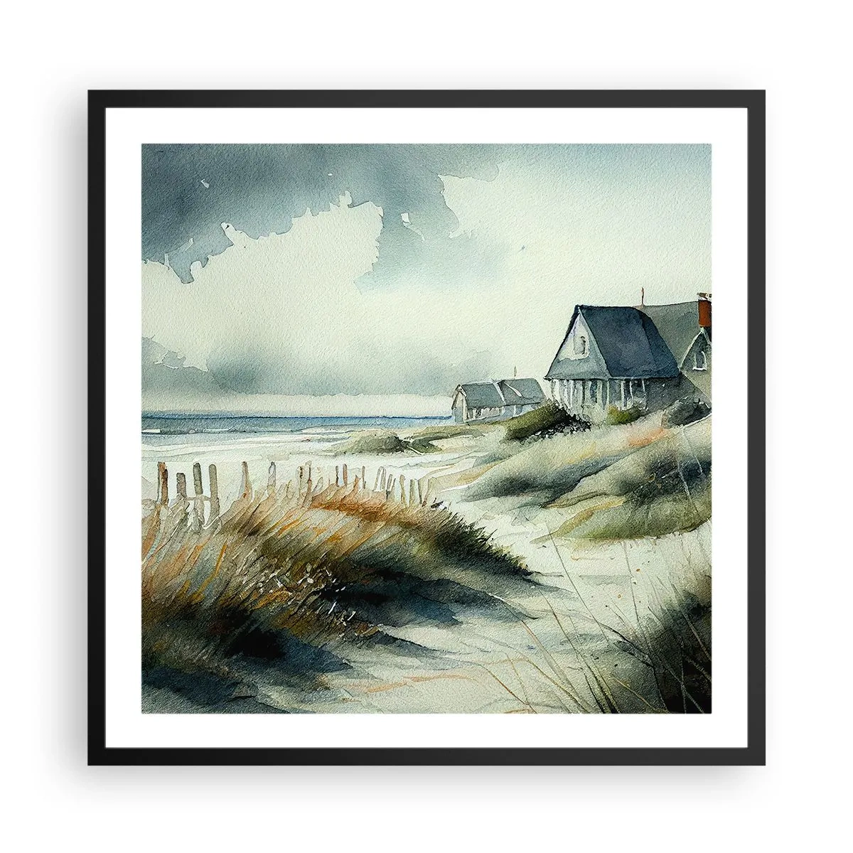 Plakat i sort ramme - Væk fra trængsel og travlhed - 60x60 cm
