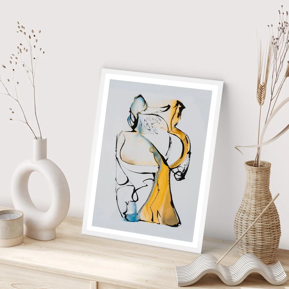 Plakat i hvid ramme - Abstraktion af glas - 70x100 cm