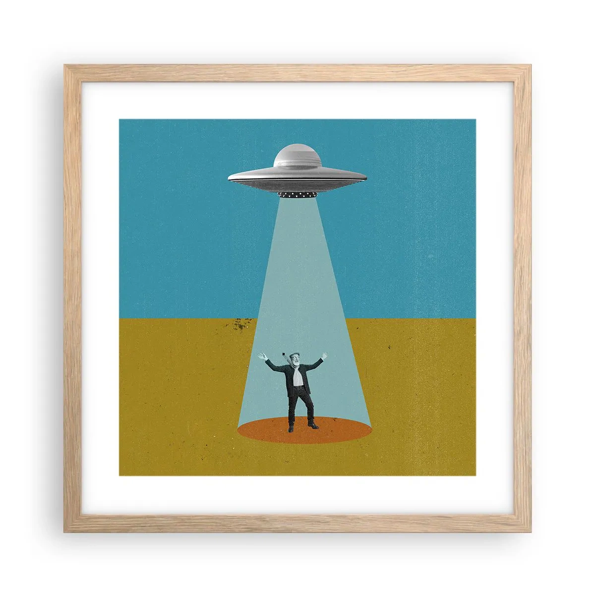 Plakat i ramme af lyst egetræ - Et tæt møde - 40x40 cm