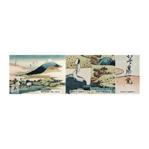 Prøve Fototapet Premium Canvas - I japansk ånd - stork, Fugl, Landskab - 100x30 cm