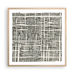 Plakat i ramme af lyst egetræ - En sammensætning vævet - 60x60 cm