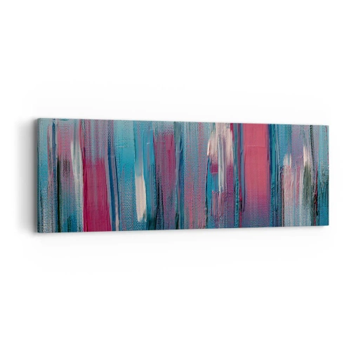 Lærredstryk - Billede på lærred - Lodret komposition i blåt og rødt - 90x30 cm