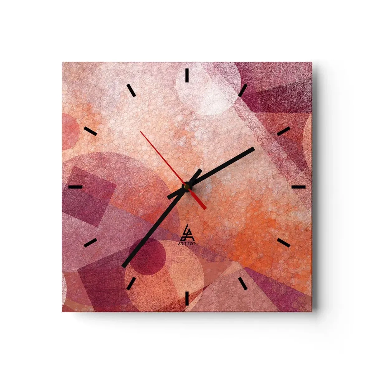 Vægur, Uret - Geometriske transformationer i pink - 30x30 cm