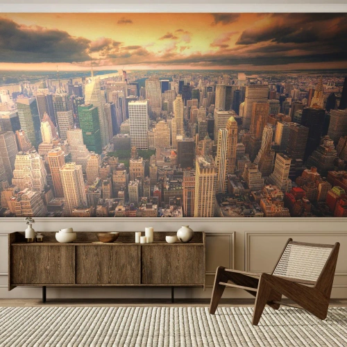 Fototapet Selvklæbende Deluxe Sticker - En forgyldt metropol - By, New York, Arkitektur - 100x70 cm