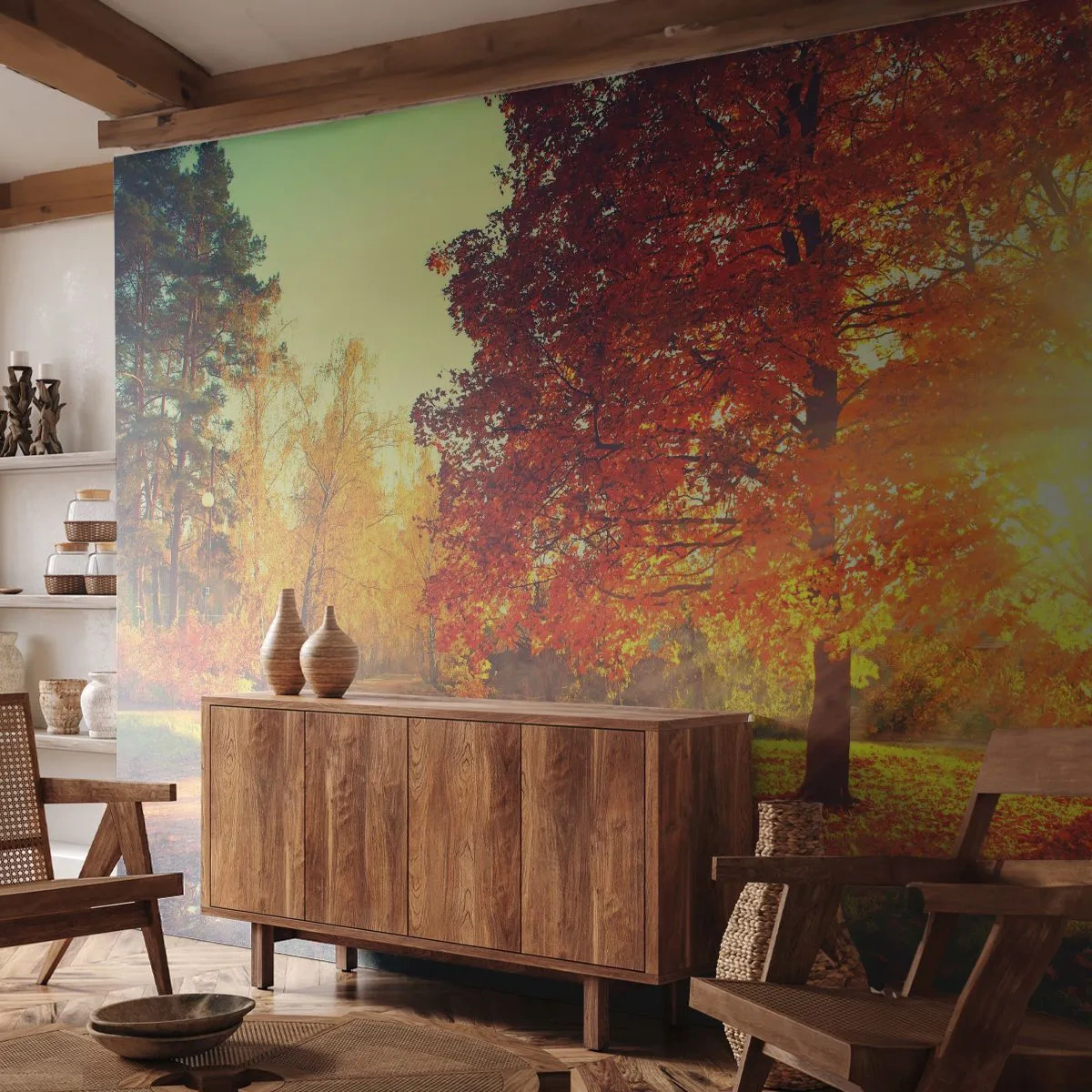 Fototapet Premium Canvas - Rød er smuk - Landskab, Parkere, Natur - 400x280 cm